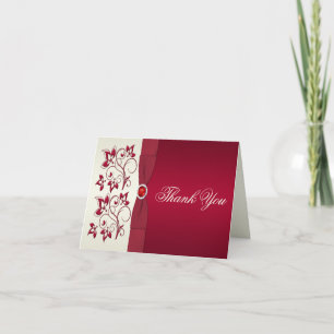 Carte de remerciements floral rouge et en ivoire