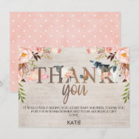 Carte de remerciements Floral Rustic Farm Baby sho