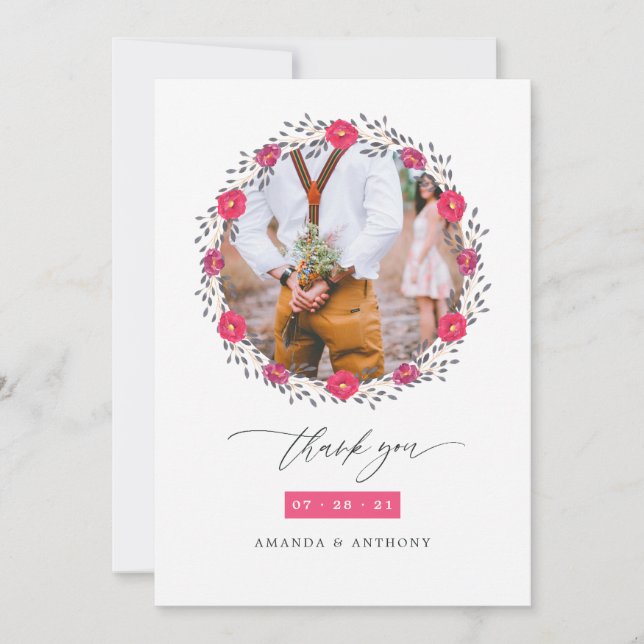 Carte De Remerciements Floral Safari Mariage (Devant)
