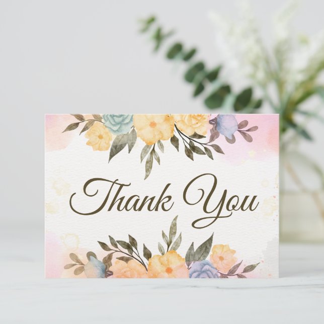 Carte de remerciements floral simple (Debout devant)