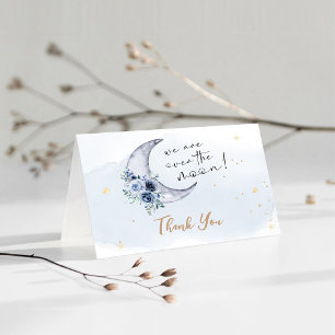 Carte De Remerciements Floral Sur Le Baby shower Lune