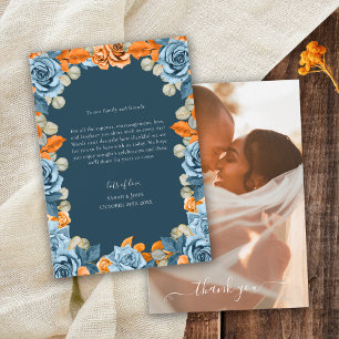 Carte De Remerciements Floral Terracotta Marine Bleu Et Rouille Mariage P