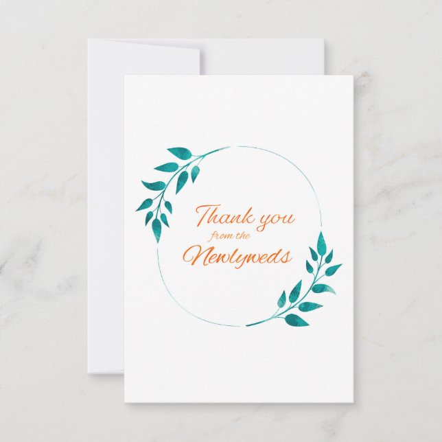 Carte de remerciements Floral turquoise & Orange (Devant)