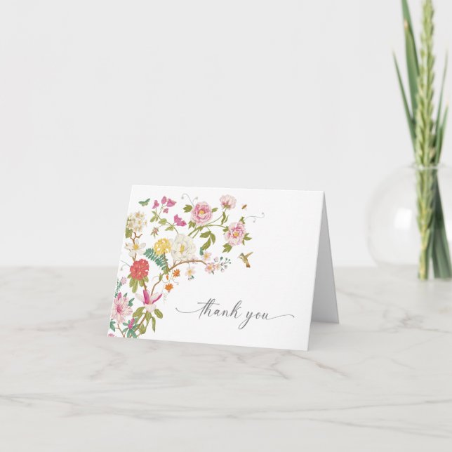 Carte de remerciements Floral vintage (Devant)