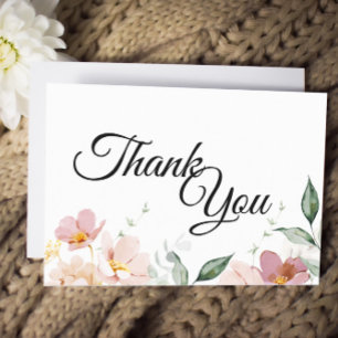 Carte de remerciements floral Vintage rose et mauv