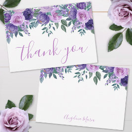 Carte De Remerciements Floral violet Quinceañera anniversaire