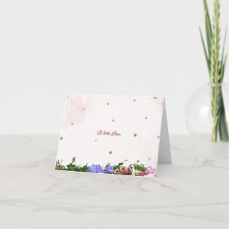Carte De Remerciements Floral “With Love” Folded Note Card – Elegant Bota