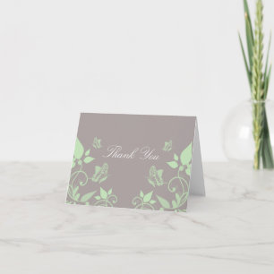 Carte de remerciements florale de papillon vert