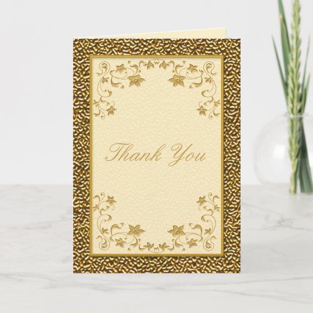 Carte de remerciements florale ivoire et or (Devant)