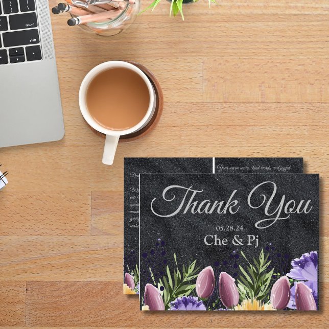 Carte de remerciements florale minimaliste violet  (Créateur téléchargé)