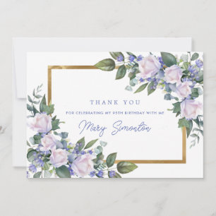 Carte De Remerciements Flore bleu blanc 95e anniversaire Photo Appartemen
