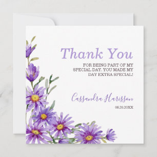 Carte De Remerciements Flore chic violet d'aster