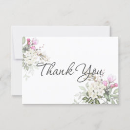 Carte De Remerciements Flore et verdure Roses doux