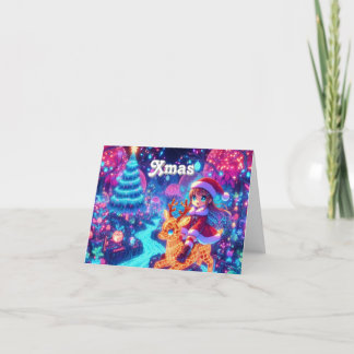 Carte De Remerciements Flore personnalisée Arbre de Noël mignonne fille P