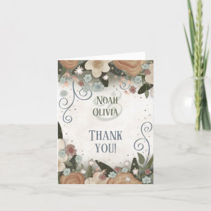 Carte De Remerciements Flore romantique Élégant FloraI Mariage Plutôt