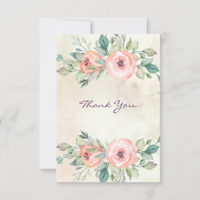 Carte De Remerciements Flore Rose de l'aquarelle (Devant)