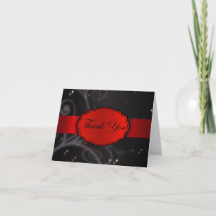 Carte De Remerciements Flore rouge et noire