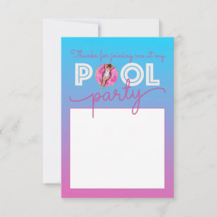 Carte De Remerciements Flotte de Donut Ombre à l'aquarelle du Pool Party