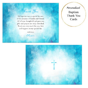 Carte De Remerciements Fluffy Soft Cerulean Nuages Orthodoxe Baptême