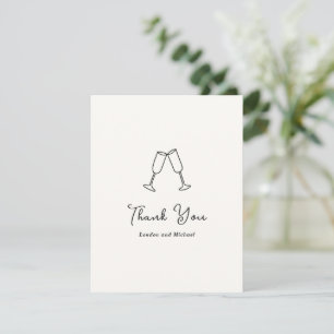 Carte De Remerciements Flûtes dessinées à la main Doodle Mariage Moderne