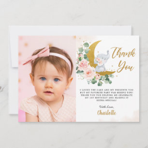 Carte De Remerciements Flux floral bleu croissant lune Anniversaire Photo