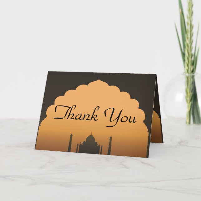 Carte De Remerciements Folded Thank You Card Taj Mahal Sunset (Devant)