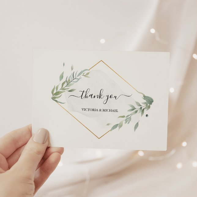 Carte De Remerciements Foliage moderne Feuille Aquarelle Elégante Botaniq (Créateur téléchargé)
