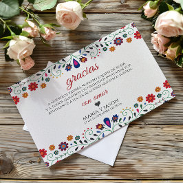 Carte De Remerciements Folk Art Floral Botanical Fiesta Spanish Wedding