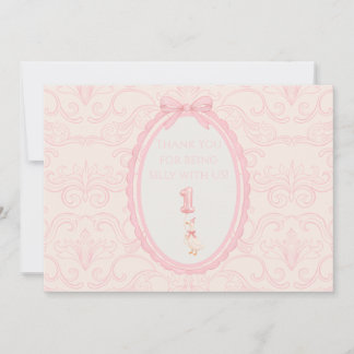 Carte De Remerciements Folle Oie Rose Coquette 1er Anniversaire