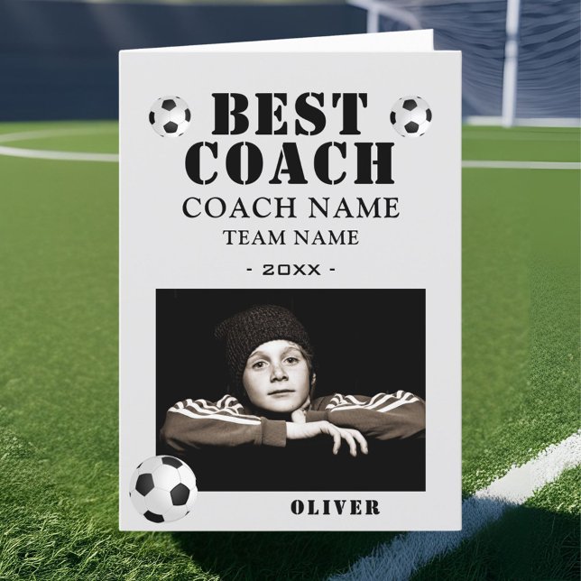 Carte De Remerciements Football Football Sports Photo Coach (Créateur téléchargé)