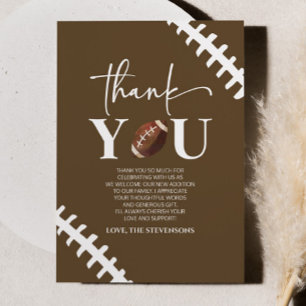 Carte De Remerciements Football Oh Garçon Baby shower blanc Brown