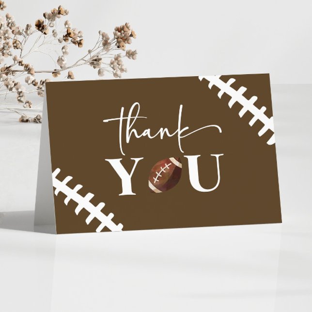 Carte De Remerciements Football Oh Garçon Baby shower blanc Brown (Créateur téléchargé)