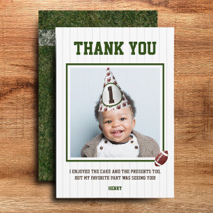 Carte De Remerciements Football Première année en bas Anniversaire photo