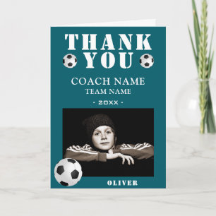 Carte De Remerciements Football Sportif Photo Entraîneur 