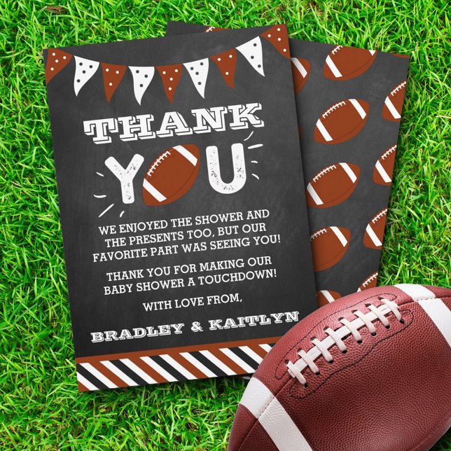 Carte De Remerciements Football Thème Co-ed Baby shower (Créateur téléchargé)