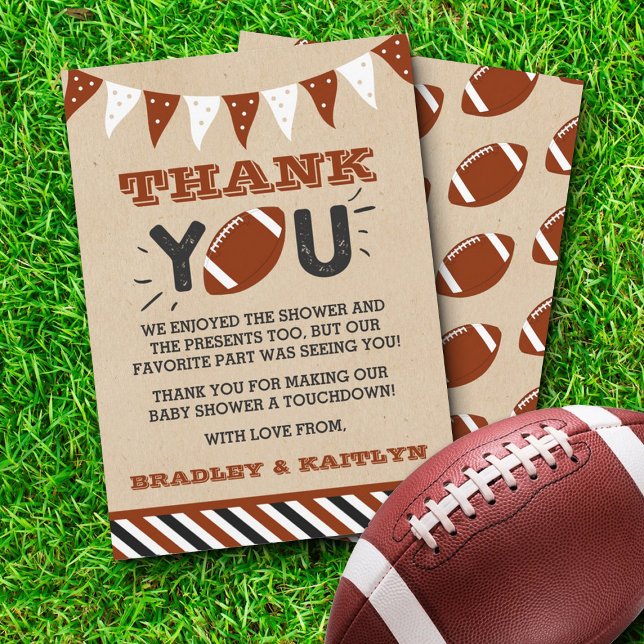 Carte De Remerciements Football Thème Co-ed Baby shower (Créateur téléchargé)