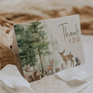 Carte De Remerciements Forêt d'animaux des bois   Anniversaire plié