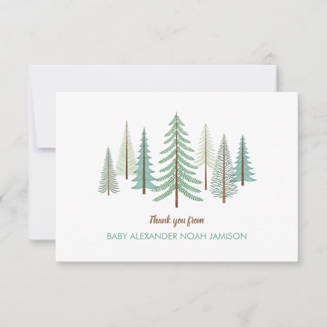 Carte De Remerciements Forêt d'arbres Papeterie personnalisée (Devant)