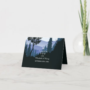 Carte De Remerciements Forêt de bois bleu, Mariage rustique