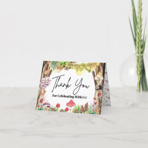 Carte De Remerciements forêt de champignon blanc
