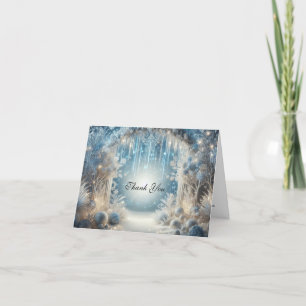 Carte De Remerciements Forêt de neige rayonnante Photo du Mariage
