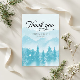 Carte De Remerciements Forêt d'hiver Pine Mountain Mariage moderne