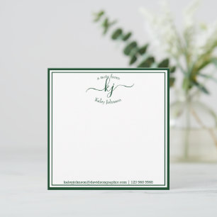 Carte De Remerciements Forêt Monographique Vert Du Bureau De