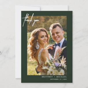 Carte De Remerciements Forêt photo moderne à la main verte