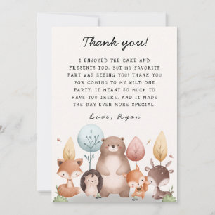 Carte De Remerciements Forêt sauvage d'une mignonne Bois Animaux Annivers