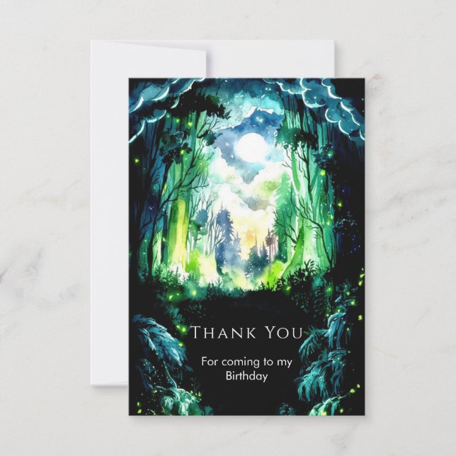 Carte De Remerciements Forêt scintillante Anniversaire de Bois (Devant)
