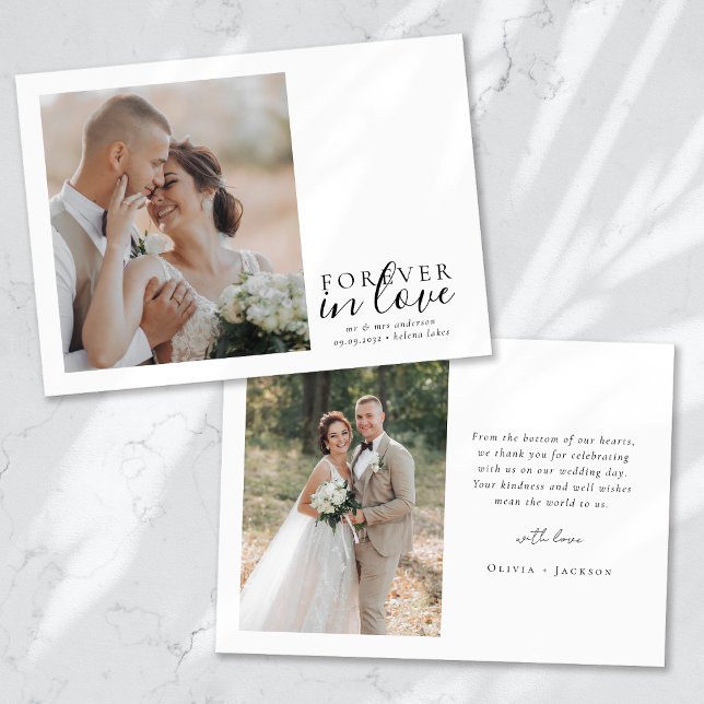 Carte De Remerciements Forever in Love Calligraphy Mariage Photo (Créateur téléchargé)