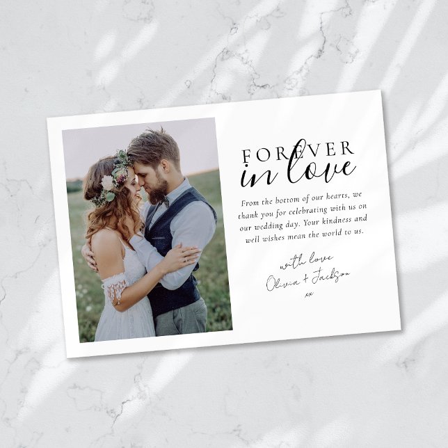 Carte De Remerciements Forever in Love Calligraphy Mariage Photo (Créateur téléchargé)