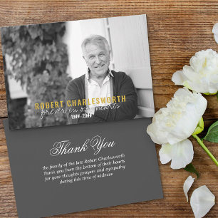 Carte De Remerciements Forever in our Hearts B&W Photo Funeral