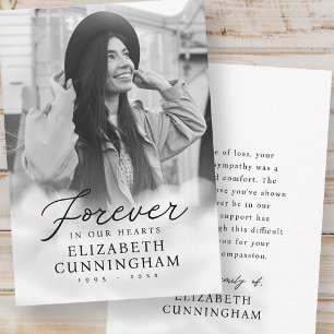 Carte De Remerciements Forever in our Hearts Memorial Photo moderne